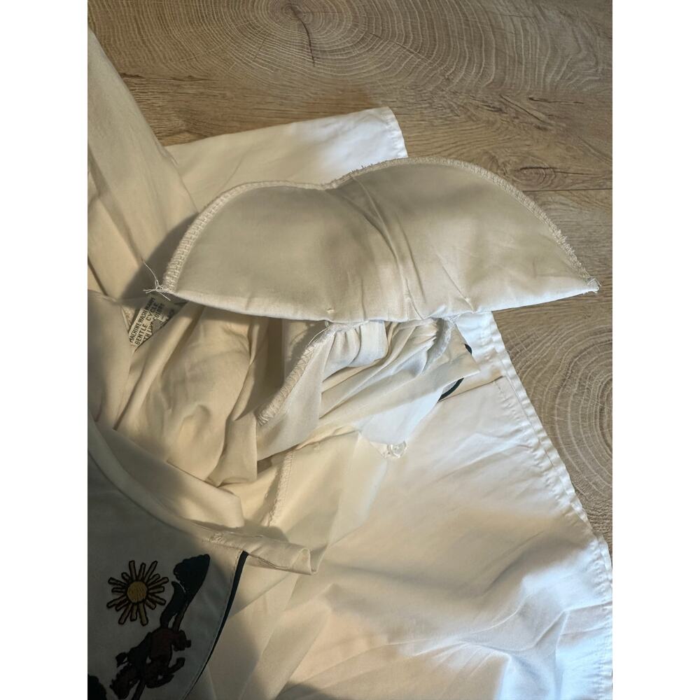 Vintage Bryn Connelly Peter Pan Collar Horse Embroidered Button Up White 6P - Picture 6 of 10